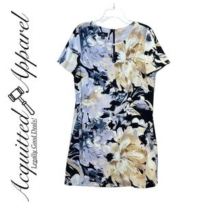 AGB Dress A-Line Floral Design Cap Sleeve